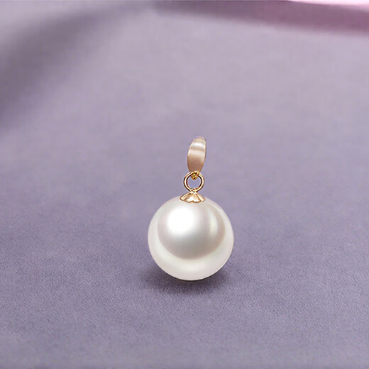 Pearl single pendant without chain 925 silver perfect round freshwater pearl pendant gift for wife, mother, best friend, 6.0-7.0mm pearl + yellow pendant holder
