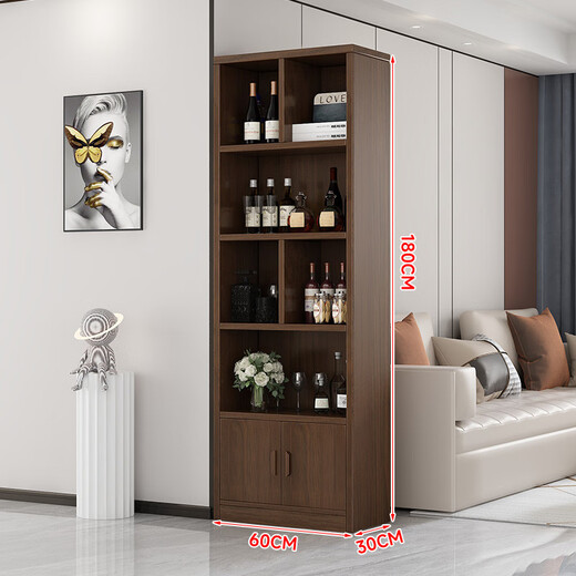 Zhong Zhang Gui solid wood wine cabinet living room wall cabinet storage cabinet 2025 new display cabinet home wine rack storage rack storage cabinet door-to-door delivery thickened 15mm plate 60cm-deep walnut