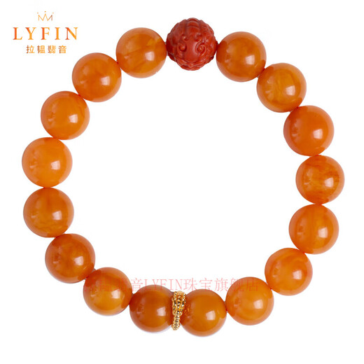 La Yun Feiyin Russian old flower beeswax bracelet for men and women 18k gold faucet inlaid with Baoshan Nanhong Pixiu fortune bracelet zodiac year 7A flawless 12mm + 18K gold faucet + Nanhong Pixiu