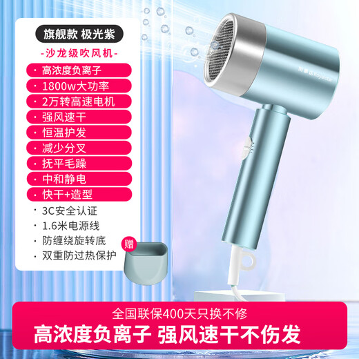Royalstar Hair Dryer Negative Ion Household Light Maintenance Hair Dryer High Power Quick-drying Hair Dryer Ladies Portable Hair Dryer Gifts for Girls Holiday Gifts RC-210Z Blue Exclusive Hair Care Professional Hair Dryer Negative Ions + Moroccan Essential Oil