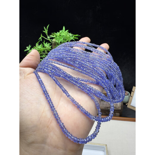 Fat Donglai same style tanzanite necklace high pallet bead color crystal rod 2.5-3.6 mm 41 cm about P333-2# tanzanite necklace semi-finished product without buckle
