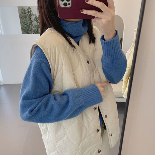 Hengyuanxiang autumn and winter reversible lamb velvet vest for women, versatile outer wear, warm and slim waistcoat, Korean style fashion jacket and vest for women, khaki M recommended 85-100Jin Jin equals 0.5 kg