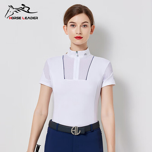 HORSE LEADER summer equestrian T-shirt short-sleeved adult equestrian clothing women's equestrian equipment competition shirt navy blue one size 165