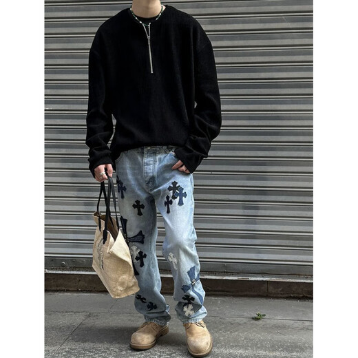 Midele wool cardigan men's zipper jacket autumn 2025 Henry collar European pit texture fabric half-zip sweatshirt men's spring dark gray M 90-120Jin Jin equals 0.5 kg