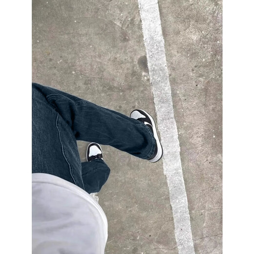 7 high-quality jeans for boys in autumn and winter thickened trendy high street loose long pants slightly flared leg-shaped straight casual men's pants XBNDMNZ-758 Retro Blue XL Recommended weight 130-145 Jin Jin equals 0.5 kg