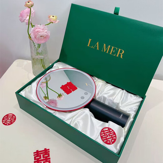 Souvenir gift with light makeup mirror led smart desktop mirror birthday gift wedding company gift green smart mirror + gift box + 5x mirror + shopping bag