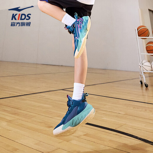 Hongxing Erke children's basketball shoes for boys 2026 new dense mesh knob buckle practical anti-slip cushioning sports shoes | Fearless 2 Asphalt Blue/Force Blue 33