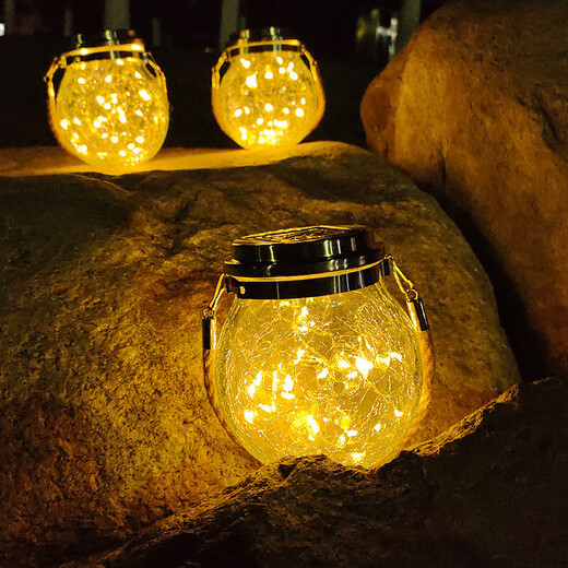 Solar crackle ambient light, outdoor waterproof garden decorative light, no need to plug in, light-controlled LED garden star light, solar crackle light warm light, 6 pack