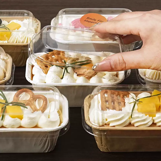 Yusenyi baked rectangular cupcake mold baked jujube cake paper holder with lid cup disposable oven high temperature resistant packaging (50 pcs) cowhide color rectangle 50 pcs (50 pcs) cowhide color rectangle