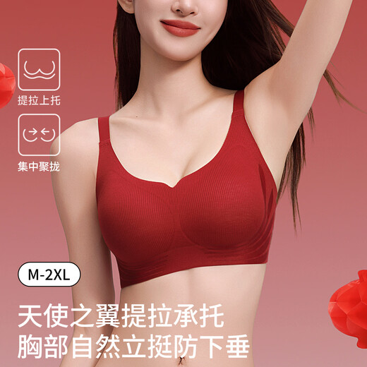 Cat Man's Year of the Pig Red Underwear Women's Push Up Anti-Sagging Breast Reduction Wedding Bride New Year's Pull Up Bra Set Gift Box Lucky Bra-Gift Box M Recommended ABC Cup/95-105Jin Jin is equal to 0.5kg