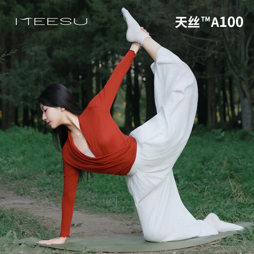 Meesu Yoga outer blouse with straps for women, professional sportswear, Pilates, slim fit, casual sports, lazy style, autumn and winter long sleeves, withered rose single blouse S