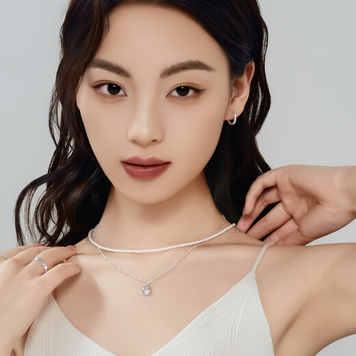 Wanfulong platinum earrings white gold PT950 pendant Fulu double gourd jewelry style birthday gift for girlfriend Ping An gourd pendant free s925 necklace 6.04g