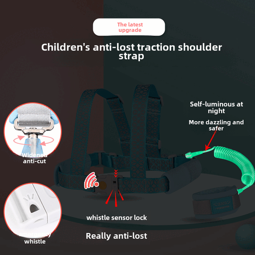 Anti-lost belt, traction rope, child carrier, baby anti-lost, mother-child bracelet, safe baby walking, anti-lost baby artifact, belt blue - dual-purpose key lock 1.5 meters