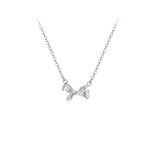 S999 sterling silver bow necklace for women, versatile, light luxury, niche design, clavicle chain style, Chinese Valentine's Day gift for girlfriend 1071DZ-Platinum-s999 pure silver
