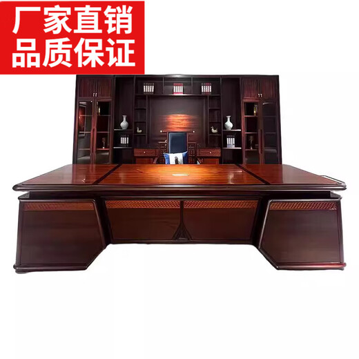 New Chinese style boss desk solid wood desk simple modern chairman desk boss desk ash wood 2.0m boss desk