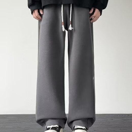 Playboy 2025 Autumn and Winter Heavy Velvet Pants Black Casual Pants Men's Pants Loose Straight Pants Sports Pants Wide Leg Pants Black Velvet XL