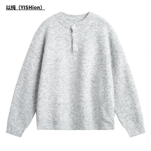 YISHion light luxury old money Henry collar polo sweater men's autumn and winter texture thickened warm sweater lazy wind sweater jacket charcoal gray M