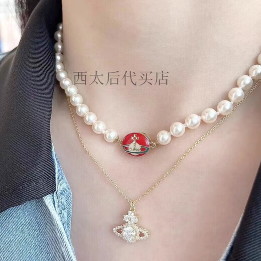 Queen Mother Vivian Necklace Women's High-Quality Light Luxury Gift Girl's Birthday Mother's Day Practical Niche Pendant Necklace Light Purple