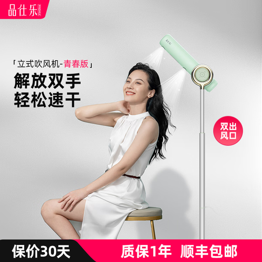 Pinshile vertical hair dryer household constant temperature hot and cold negative ion hair care high-power quick-drying hands-free folding wireless remote control dual air outlets mint green (youth version)