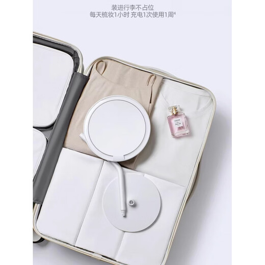 觅光化妆镜mini3.0台式led带灯便携桌面日光镜梳妆发光镜子 2s极简白+放大镜