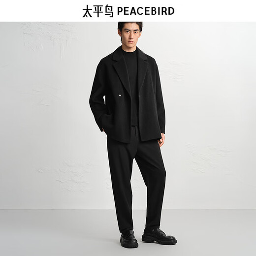 PEACEBIRD Men's Shopping Mall Same Style Coat Winter New Double-sided Wool Coat B1AAE4210 Black 1 M