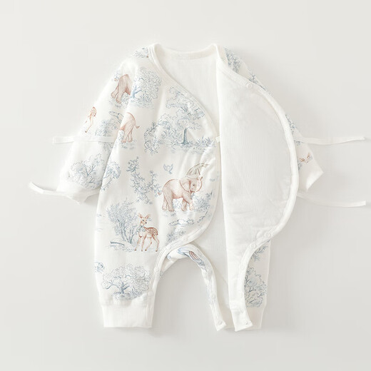 【秋冬加棉爬爬服】新生儿衣服婴儿连体衣秋冬加厚夹棉初生宝宝 自然童话60克夹棉蝴蝶衣 52cm