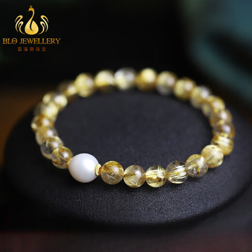 Bailuoqi Cat's Eye Blonde Crystal Bracelet Women's Freshwater Pearl Simple Jewelry Bracelet Gift Blonde Crystal Beads 8MM