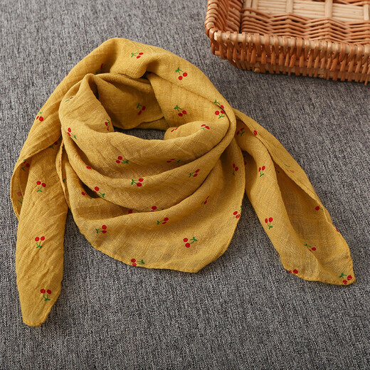 Korean version of the new 70*70 small square scarf for women, versatile breathable cotton and linen scarf, air-conditioned room neck protector, children's parent-child scarf, rabbit snow bud color 70*70 square scarf