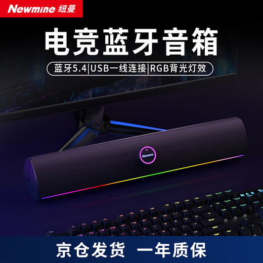 Newmine BT805 audio computer desktop speaker home desktop computer e-sports game audio long strip wired speaker anti-howling high-quality Bluetooth 5.4 with RGB lighting effect
