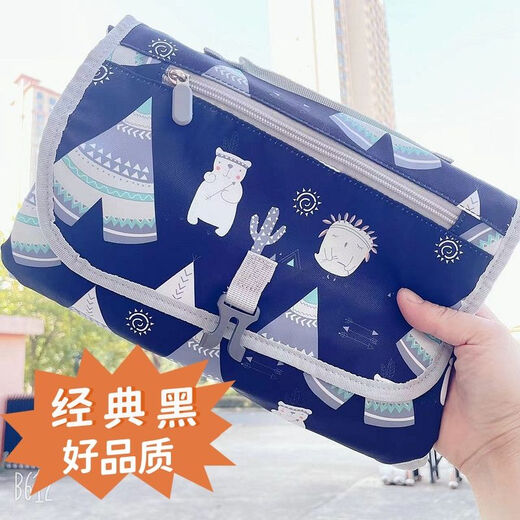 Portable baby changing pad, waterproof Oxford cloth urine barrier, portable tissue paper diaper storage mommy bag, green portable baby changing pad