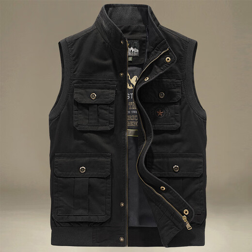 2025 Men's Loose Large Size Multi-Pocket Workwear Waistcoat Photography Fishing Pure Cotton Spring and Autumn Armor 9856 Army Green M M Weight 125 Jin Jin is equal to less than 0.5 kg