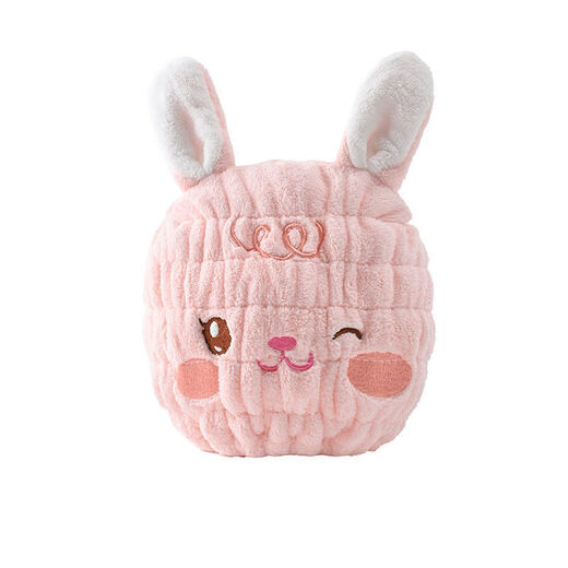 COODORA children's dry hair cap baby shower cap quick-drying super absorbent hair turban towel bag turban pink rabbit