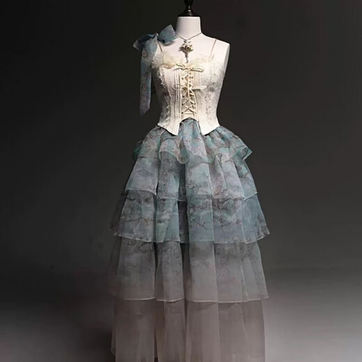 Black Apricot Tree Lolita Evening Dress lolita Graduation Fairy Host Art Examination Student Day Adult Ceremony Princess Dress Black Complete Set (Free Corsage + Ribbon) M