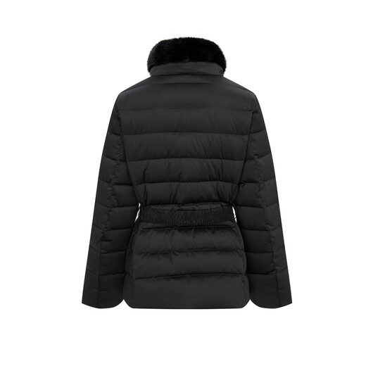 Scofield 90% goose down women's short fur collar down jacket containing mulberry silk new product black M 165
