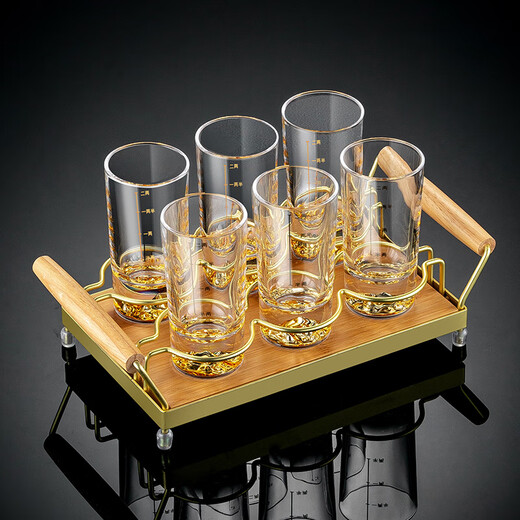 CRISTALGLASS Jinshan Erliang white wine glass with scale set household high-end glass wine glass 100ml wine dispenser wine set high-end diamond model with spout Jinshan Erliang cup 6 pieces