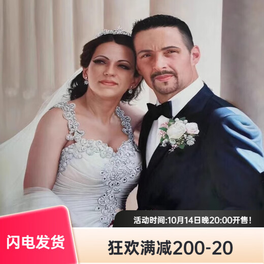 Zhanwei oil painting custom photo characters pure hand-painted handmade real portrait painting landscape pet wedding photo decoration oil painting character portrait wedding dress customization