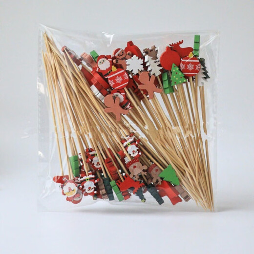 Kaximu Christmas Fruit Picks Candied Haws Tools Holiday Decoration Picks Internet Celebrity Cartoon Style Picks Disposable Forks Christmas Themed Bamboo Picks Combination Christmas Mix 50 Sticks + Glutinous Rice Paper 100 Pieces