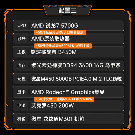 AMD Ryzen R5 5600GT host 5700G 8700G assembled computer home office core display desktop computer host DIY assembly machine configuration three R7 5700G+16G+500G