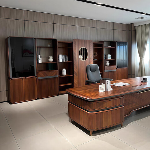 Solid wood executive desk boss desk light luxury modern simple black walnut general manager office high-end 2.2 meter desk black walnut