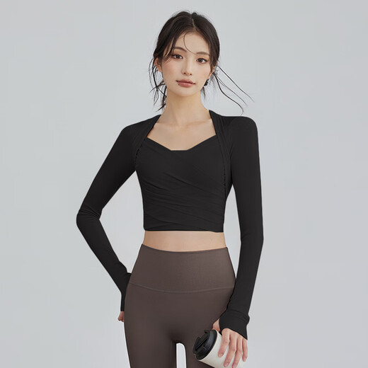 Youyou yoga clothing women's suit 2025 autumn and winter quick-drying breathable Pilates training fitness clothing long-sleeved top off-white fixed cup / mesh splicing M recommended 100-110Jin Jin equals 0.5 kg