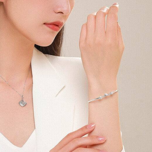 Wanfu Dragon Bracelet Flower Girl Rhyme丨PT950 Platinum Bracelet Huayang Simple Temperament Platinum Bracelet Women's Commuting Versatile Gift for Girlfriend Huayang PT950 Platinum Bracelet 6.2g