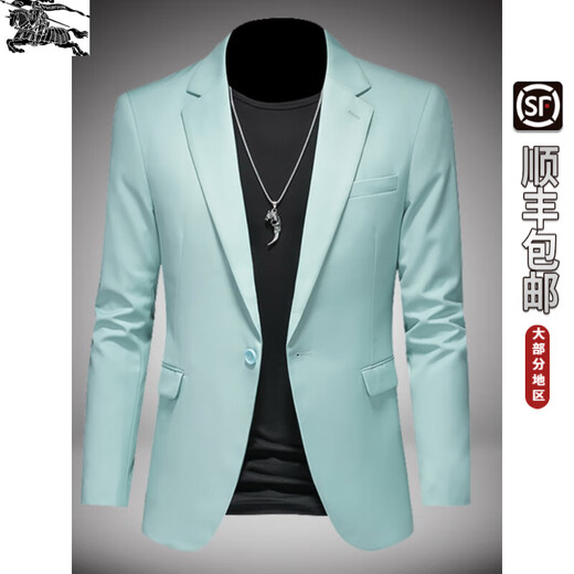 B PRORSUM Burberry Men's White Suit Top Small Suit Jacket Casual Trendy Plus Size Men's Clothes Men's Handsome White S