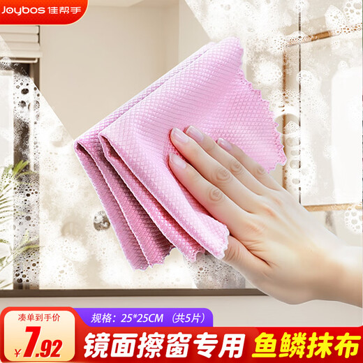 Jia helper fish scale rag 25*25cm*5 pieces dry and wet dual-use glass mirror cup household absorbent scouring pad