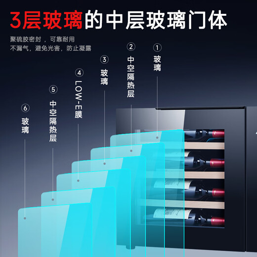 Senling cigar cabinet small ultra-thin 38 cm independent embedded constant temperature and humidity eggplant mini humidor cedar wood shelf sideboard red wine cabinet red wine cabinet-beech wood shelf-16 bottles 40L