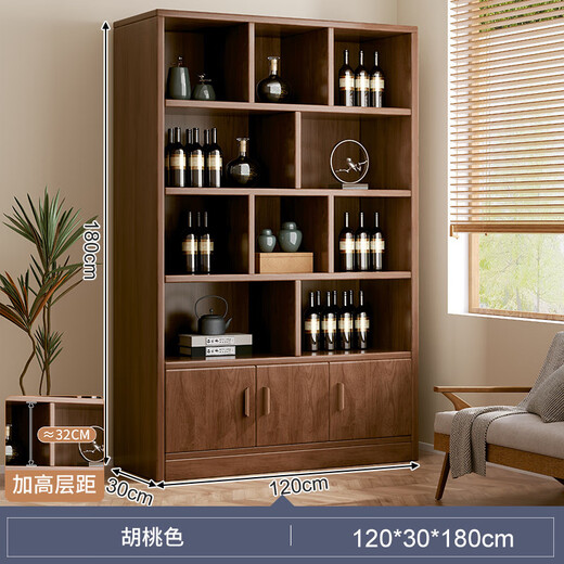 Zhong Zhang Gui solid wood ecological board wine cabinet wall-mounted living room storage display cabinet commercial wine rack 2024 new home new Chinese style door-to-door delivery thickened 15mm plate 120cm-Shenhu