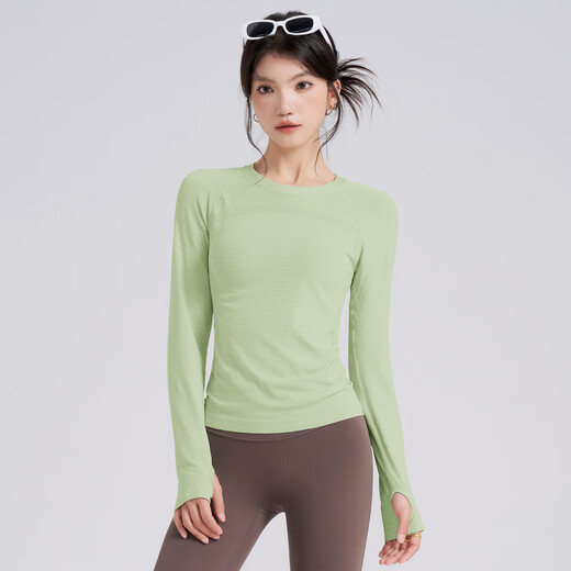 LULULMCCTN sports long-sleeved women's quick-drying yoga wear T-shirt running Pilates professional training fitness top white M