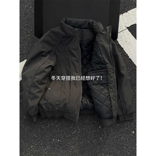 Cantu Cleanfit Bomber Jacket Down Cotton Jacket Men's Winter Thickened Shoulder Padded Jacket Warm Top Black 2XL