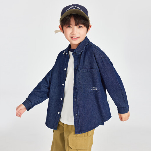 Duojia boys' denim shirts 2026 spring and autumn children's versatile casual long-sleeved tops for older children's seasonal thin coats