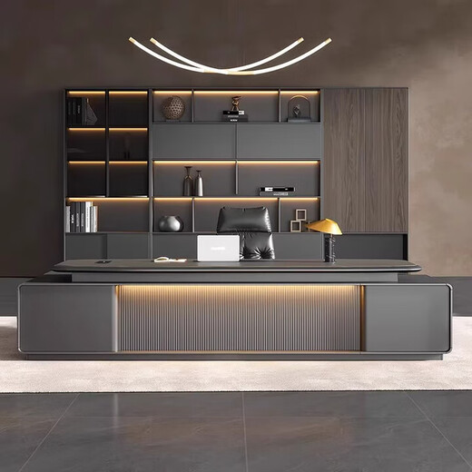 Desk Boss Desk Light Luxury President Chairman Painted Executive Desk Office Manager Desk and Chair Combination 1.8 Meter Single Cabinet Boss Desk (Rounded Corner Desktop Model)