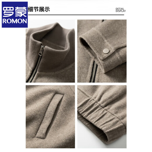 ROMON stand collar woolen woolen jacket men's short double-sided cashmere jacket 25 new style handsome loose casual autumn and winter dark gray XL